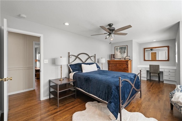 14906 Knorpp Rd, Pleasant Hill, MO 64080 - bedroom featuring wood finished floors, recessed lighting, an office area, and a ceiling fan