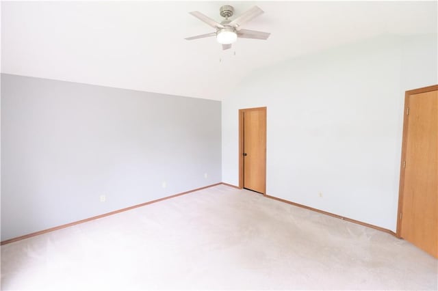 500 Valley View Dr, Frontenac, KS 66763 - unfurnished bedroom with vaulted ceiling, light colored carpet, and ceiling fan
