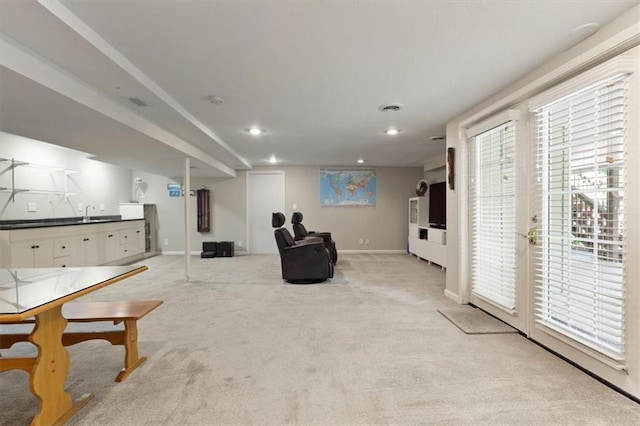 8410 W 117th St, Overland Park, KS 66210 - living area featuring light colored carpet and recessed lighting