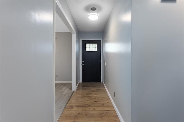10203 Outer Rd, Odessa, MO 64076 - doorway with light wood-style flooring and baseboards