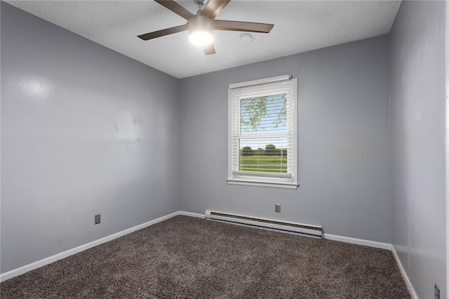 10203 Outer Rd, Odessa, MO 64076 - carpeted empty room with a baseboard radiator and a ceiling fan