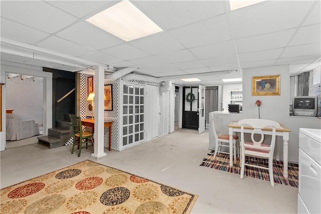 1809 Main St, Lexington, MO 64067 - finished basement featuring a paneled ceiling and stairway