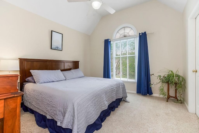 14810 W 72nd St, Shawnee, KS 66216 - bedroom with lofted ceiling, multiple windows, carpet, and a ceiling fan