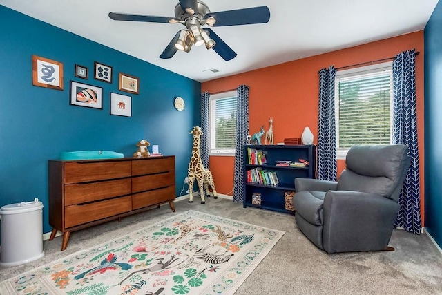 14810 W 72nd St, Shawnee, KS 66216 - sitting room with a ceiling fan and carpet floors