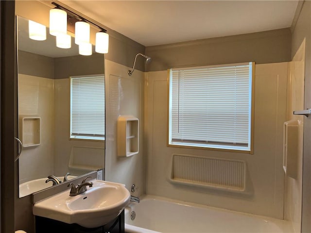 203 N Connor St, Odessa, MO 64076 - bathroom featuring  shower combination, vanity, and crown molding