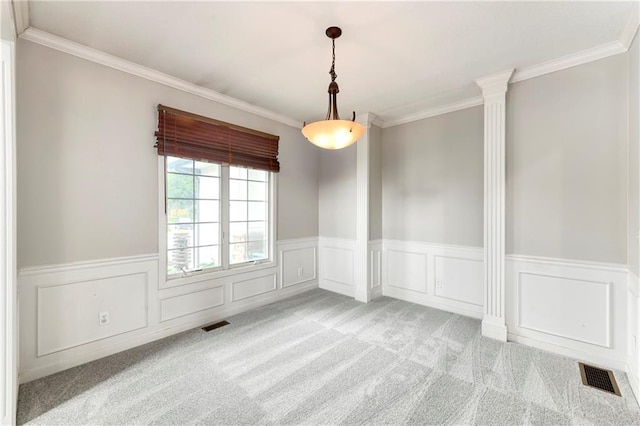 21835 W 175th Ter, Olathe, KS 66062 - carpeted spare room with ornamental molding, a wainscoted wall, and ornate columns