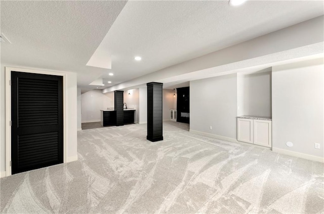 21835 W 175th Ter, Olathe, KS 66062 - finished basement with light colored carpet, a textured ceiling, and recessed lighting