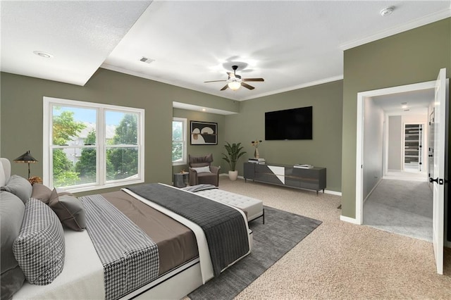 21835 W 175th Ter, Olathe, KS 66062 - bedroom with carpet, crown molding, and ceiling fan