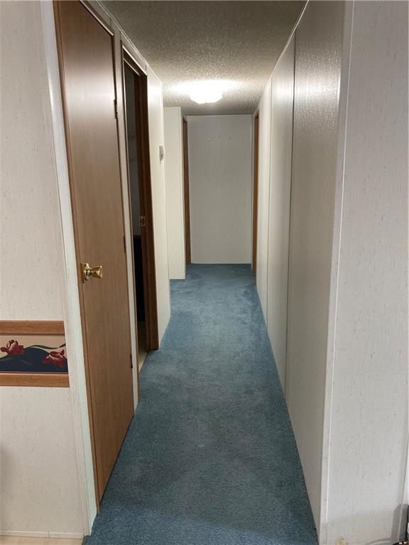 2000 E 19th St Unit 5, Lawrence, KS 66046 - hall featuring carpet floors and a textured ceiling