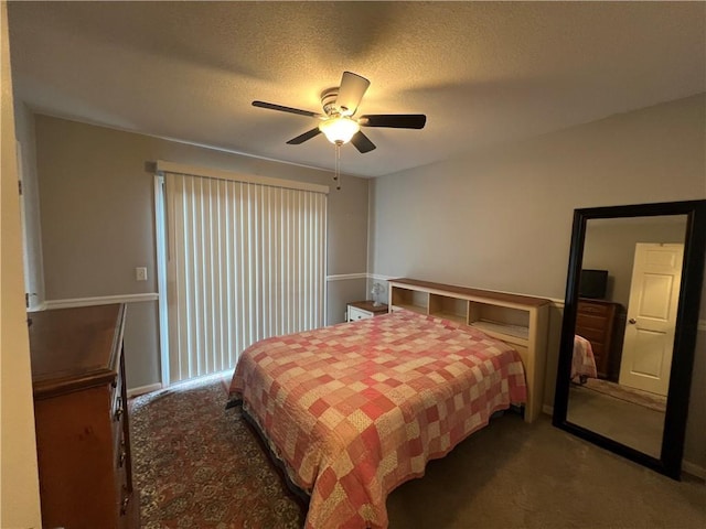 8237 N Chatham Ave, Kansas City, MO 64151 - carpeted bedroom with a ceiling fan and a textured ceiling