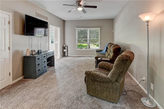 3403 E Devonshire Dr, Saint Joseph, MO 64506 - sitting room with carpet floors, ceiling fan, and baseboards