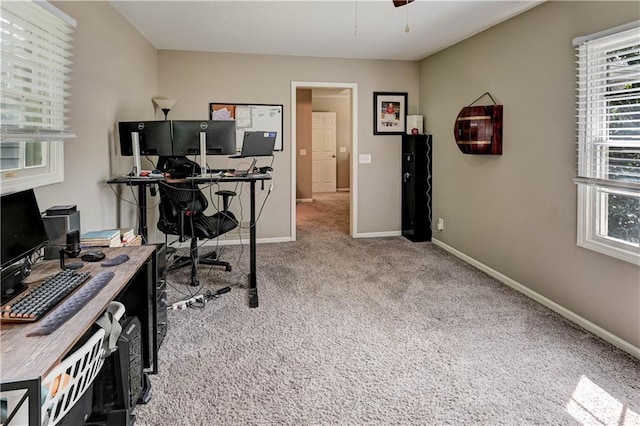 3403 E Devonshire Dr, Saint Joseph, MO 64506 - office area featuring baseboards and carpet