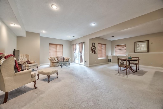 12207 England St, Overland Park, KS 66213 - living room with carpet flooring, baseboards, and recessed lighting