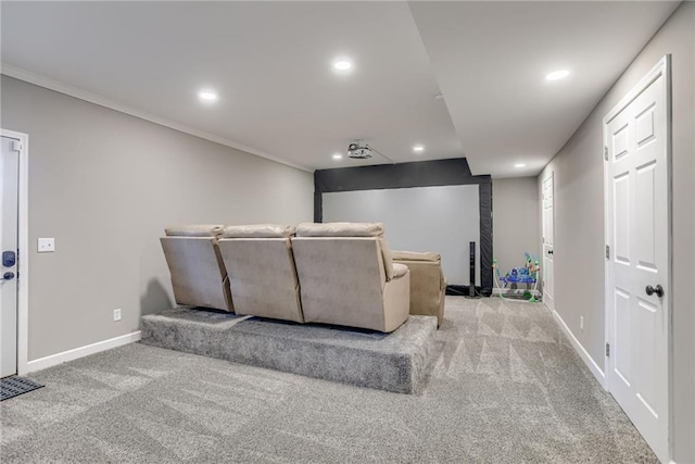 8721 N Mersington Ave, Kansas City, MO 64156 - carpeted cinema featuring recessed lighting and ornamental molding