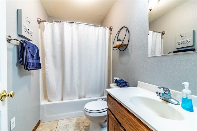 131 NW 171st Rd, Warrensburg, MO 64093 - bathroom with vanity, shower / bath combo with shower curtain, and a textured wall