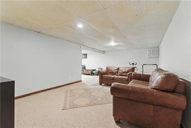 12411 W 100th St, Lenexa, KS 66215 - living room featuring carpet flooring and a drop ceiling