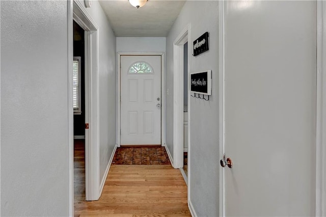 7907 Elm Ave, Raytown, MO 64138 - doorway to outside featuring light wood-type flooring and baseboards