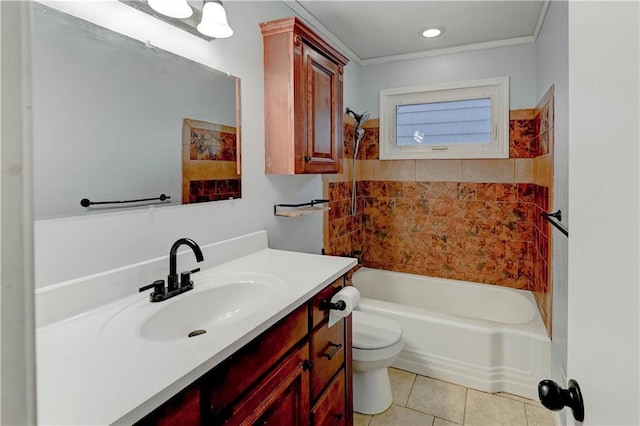 7907 Elm Ave, Raytown, MO 64138 - bathroom featuring vanity, tile patterned floors, and  shower combination