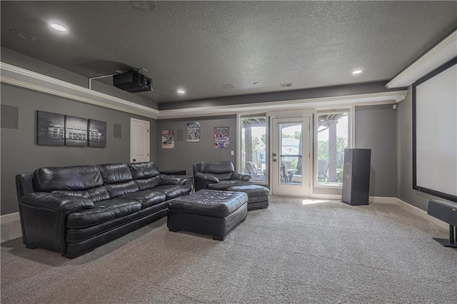 23856 W 124th Ct, Olathe, KS 66061 - carpeted cinema with a textured ceiling and recessed lighting