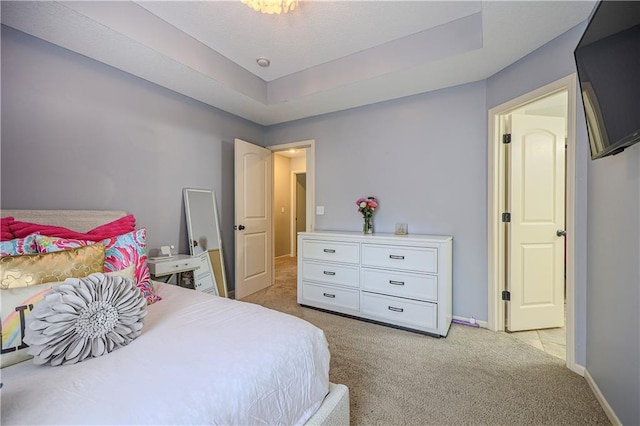 23856 W 124th Ct, Olathe, KS 66061 - bedroom featuring light colored carpet and a tray ceiling