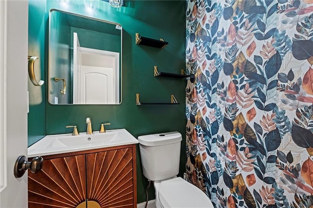 12001 S Hagan St, Olathe, KS 66062 - bathroom featuring vanity, toilet, and curtained shower