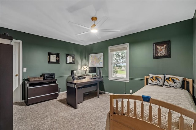 2204 W 123rd Ter, Leawood, KS 66209 - carpeted bedroom with a desk, ceiling fan, and baseboards