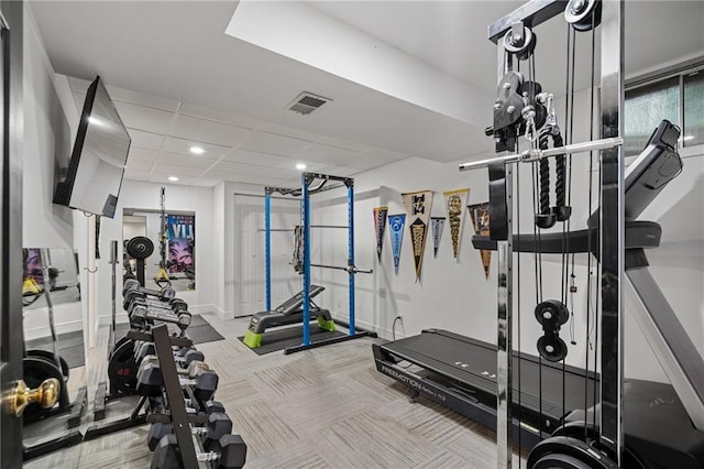 2204 W 123rd Ter, Leawood, KS 66209 - gym featuring recessed lighting, baseboards, and carpet flooring