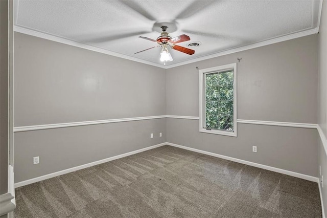 701 NE Hunters Cir, Blue Springs, MO 64014 - unfurnished room featuring crown molding, a ceiling fan, a textured ceiling, and carpet