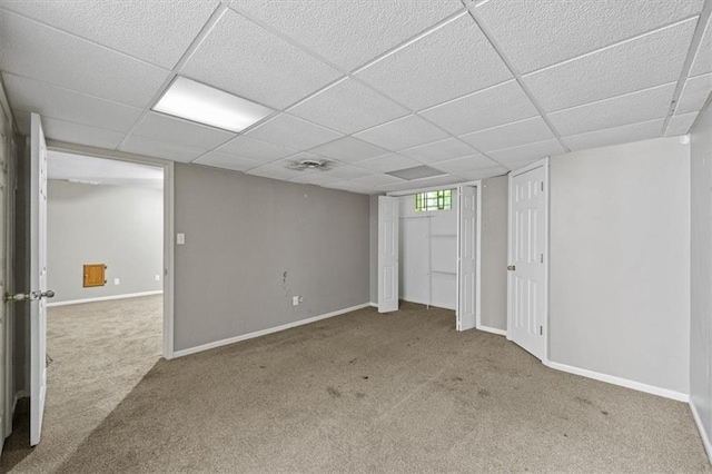 701 NE Hunters Cir, Blue Springs, MO 64014 - basement with carpet and a drop ceiling