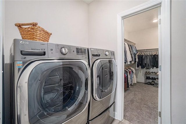 24842 W 144th St, Olathe, KS 66061 - washroom with washer and clothes dryer and carpet floors