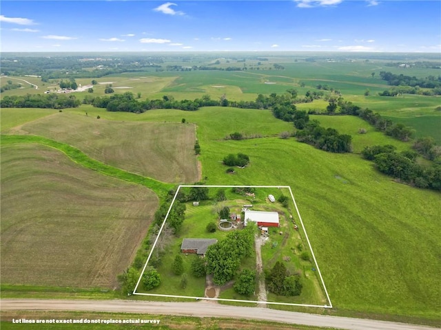 31882 W 180th St, Lawson, MO 64062 - aerial view of sparsely populated area with property parcel outlined