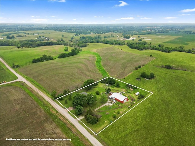 31882 W 180th St, Lawson, MO 64062 - aerial view of sparsely populated area with property parcel outlined