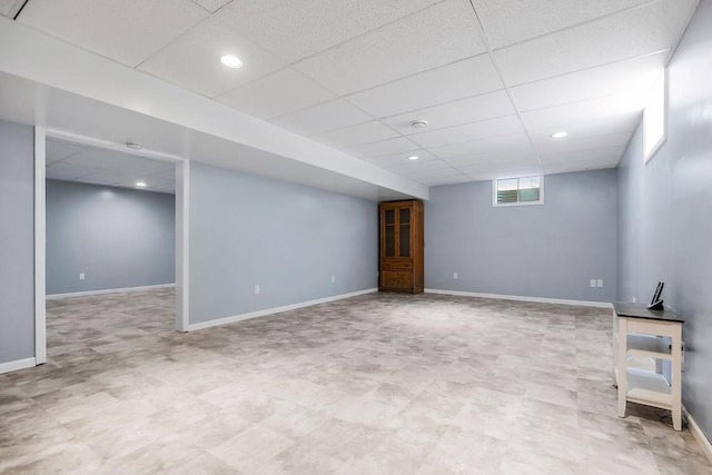 34701 E 235th St, Pleasant Hill, MO 64080 - below grade area with a paneled ceiling, baseboards, and recessed lighting