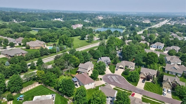 8506 W 155th Pl, Overland Park, KS 66223 - aerial overview of property's location with a large body of water and nearby suburban area