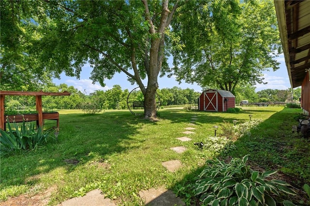 5201 Noland Rd, Kansas City, MO 64133 - view of green lawn with a shed