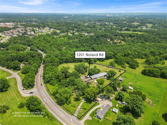 5201 Noland Rd, Kansas City, MO 64133 - aerial overview of property's location with property parcel outlined