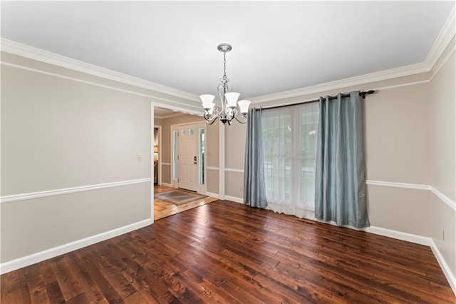 16362 W Briarwood Ct, Olathe, KS 66062 - unfurnished room featuring a chandelier, ornamental molding, and wood finished floors