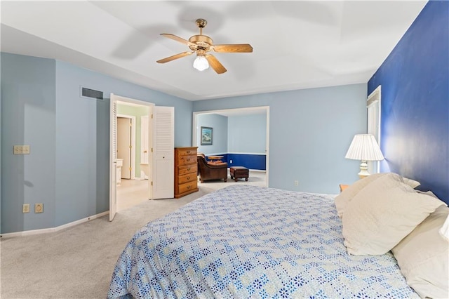 16362 W Briarwood Ct, Olathe, KS 66062 - bedroom featuring light carpet and ceiling fan