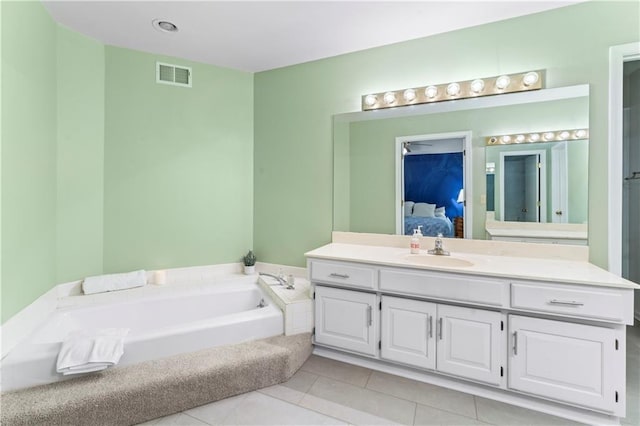16362 W Briarwood Ct, Olathe, KS 66062 - ensuite bathroom featuring vanity, a bath, and tile patterned floors
