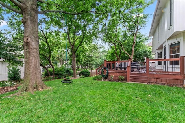 16362 W Briarwood Ct, Olathe, KS 66062 - view of grassy yard with a wooden deck