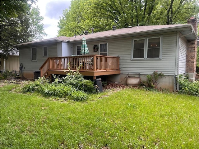 2501 N 73rd Ter, Kansas City, KS 66109 - back of house featuring a wooden deck and a lawn