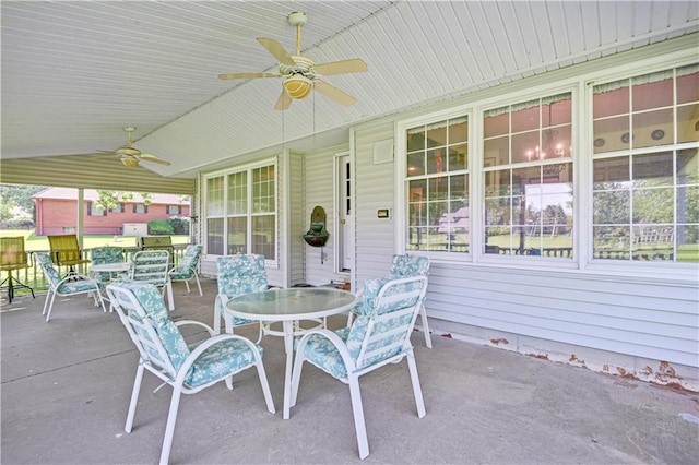 11814 W 149th St, Olathe, KS 66062 - view of patio with a ceiling fan and outdoor dining space