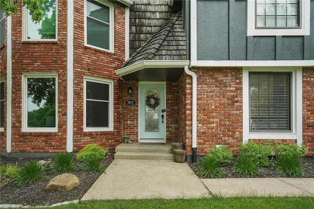 3632 NW Blue Jacket Dr, Lees Summit, MO 64064 - doorway to property with brick siding