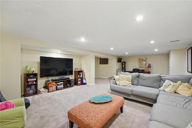 3632 NW Blue Jacket Dr, Lees Summit, MO 64064 - living room featuring carpet flooring, recessed lighting, and baseboards