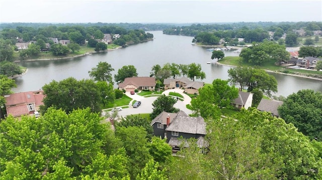 3632 NW Blue Jacket Dr, Lees Summit, MO 64064 - aerial perspective of suburban area with a large body of water