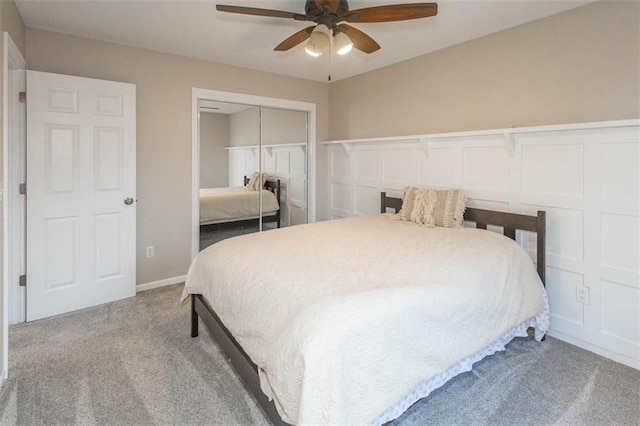 7503 N Lewis Ave, Kansas City, MO 64158 - bedroom featuring carpet, a closet, and a ceiling fan