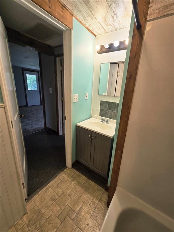 403 S Washington St, Rock Port, MO 64482 - bathroom featuring vanity and stone finish flooring