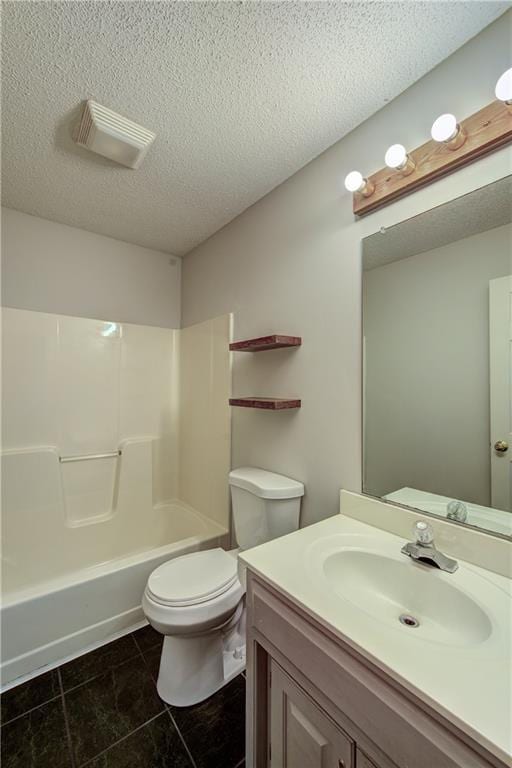 610 SE Joel Ave, Lees Summit, MO 64063 - bathroom featuring a textured ceiling, vanity, tile patterned flooring, and shower / bathtub combination