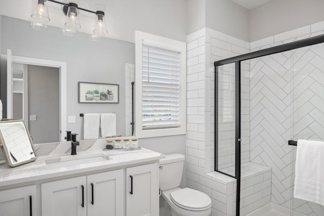 22112 W 80th Ter, Shawnee, KS 66220 - bathroom featuring vanity, toilet, and a shower stall
