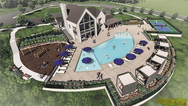 22112 W 80th Ter, Shawnee, KS 66220 - drone / aerial view of a pool area